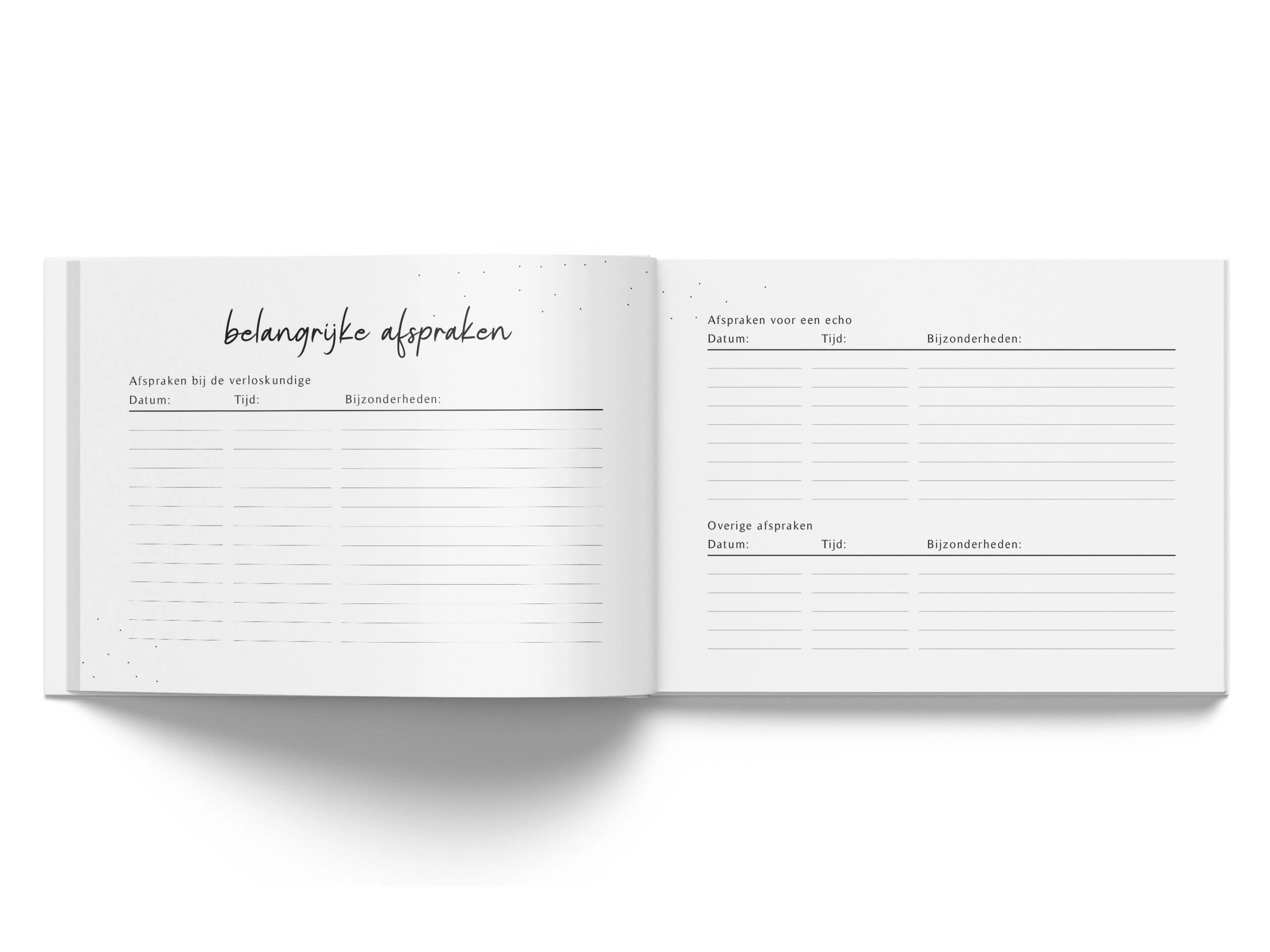 Mijn echofoto’s invulboekje