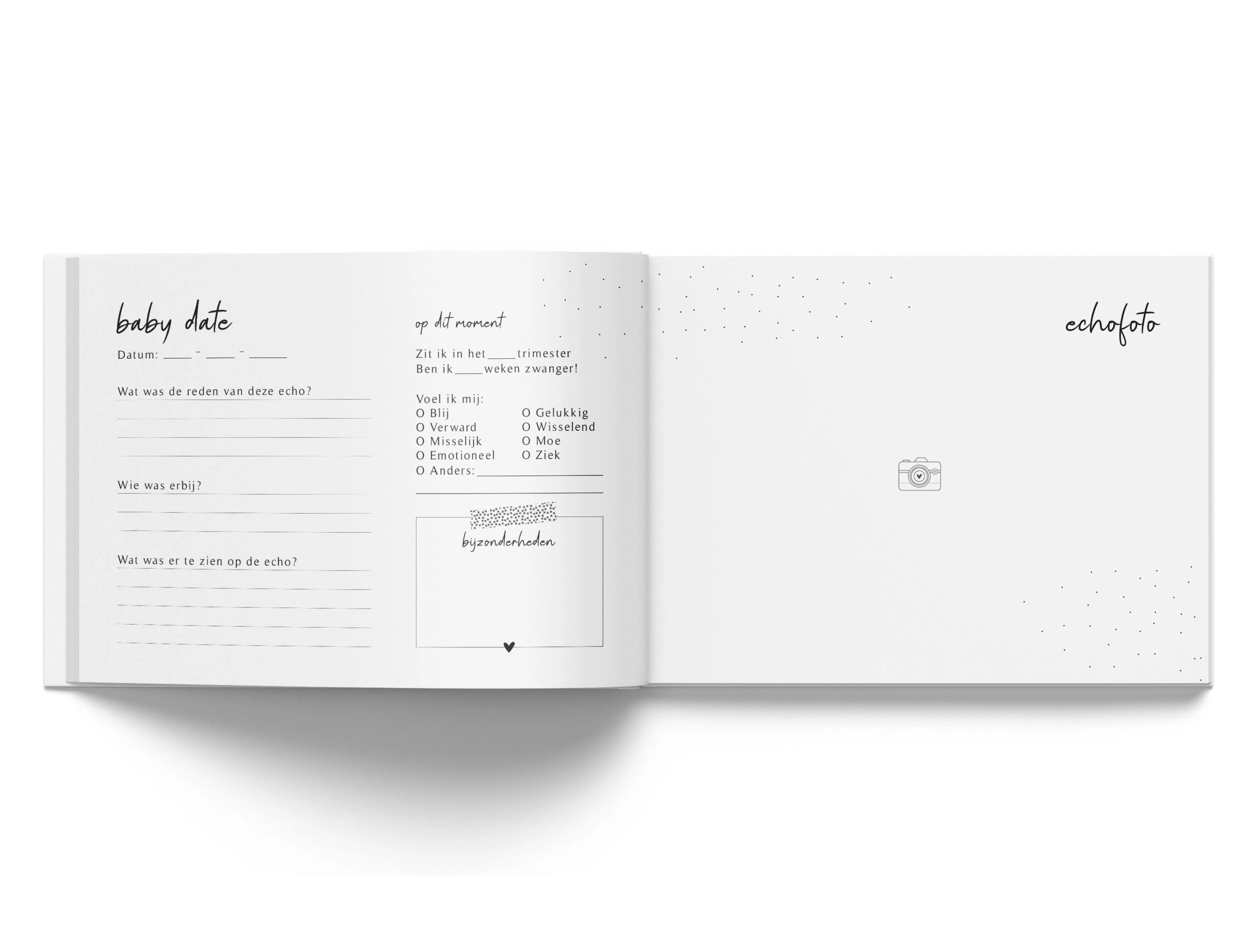 Mijn echofoto’s invulboekje